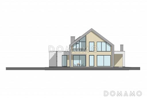Проект кирпичного дома барнхаус с 3 спальнями на мансарде, сауной и тренажерным залом / Фасад 1