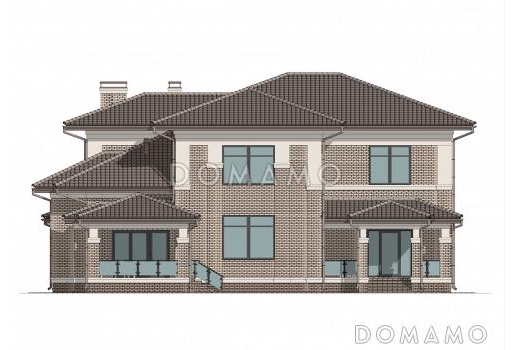 Проект большого дома с 5 спальнями, кабинетом и просторной гостиной / Фасад 2