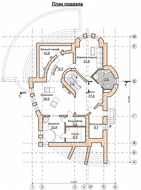 Проект современного дома с мансардным и цокольным этажом / План цокольного этажа Проект современного дома с мансардным и цокольным этажом / План цокольного этажа