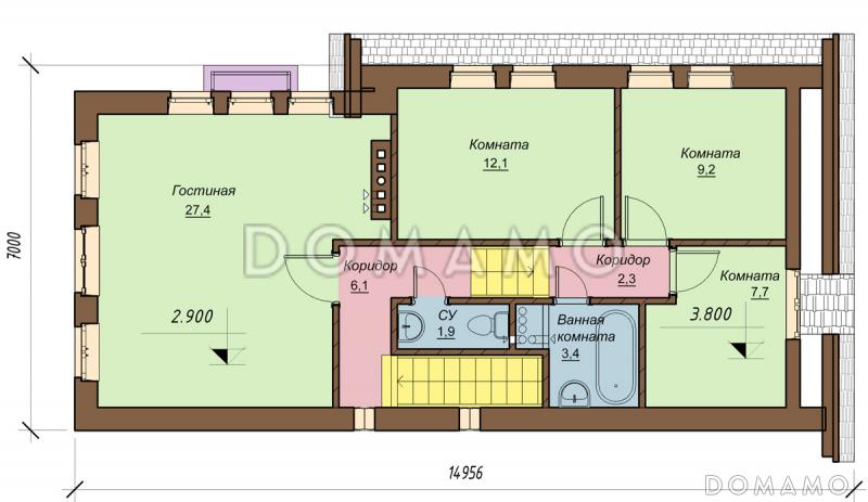 Проект одноэтажного дома с мансардным этажом и встроенным гаражом  / План мансардного этажа