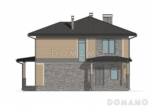 Проект двухэтажного дома из газобетона с окнами в пол и вторым светом / Фасад 3