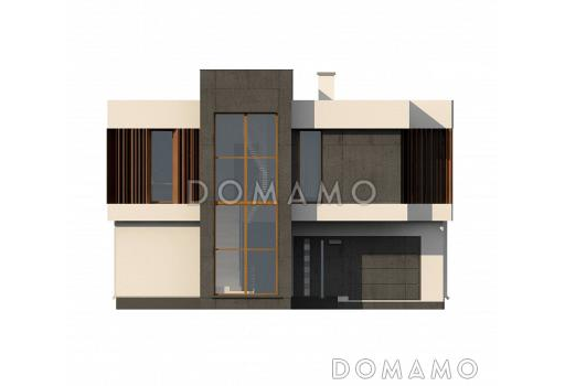 Проект современного двухэтажного дома из кирпича с дополнительной спальней на первом этаже и гаражом / Фасад 4