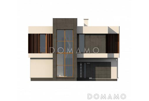 Проект современного двухэтажного дома из кирпича с дополнительной спальней на первом этаже и гаражом / Фасад 4