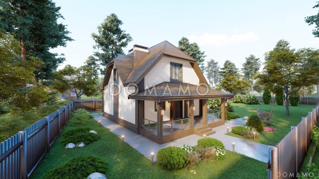 Проект мансардного дома с встроенной сауной, крытой террасой и кабинетом / 4