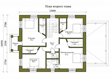 Проект двухэтажного дома с бильярдной и мансардой / План 2 этажа Проект двухэтажного дома с бильярдной и мансардой / План 2 этажа