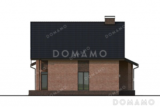 Проект одноэтажного дома с мансардой, гаражом на два автомобиля и террасой / Фасад 4