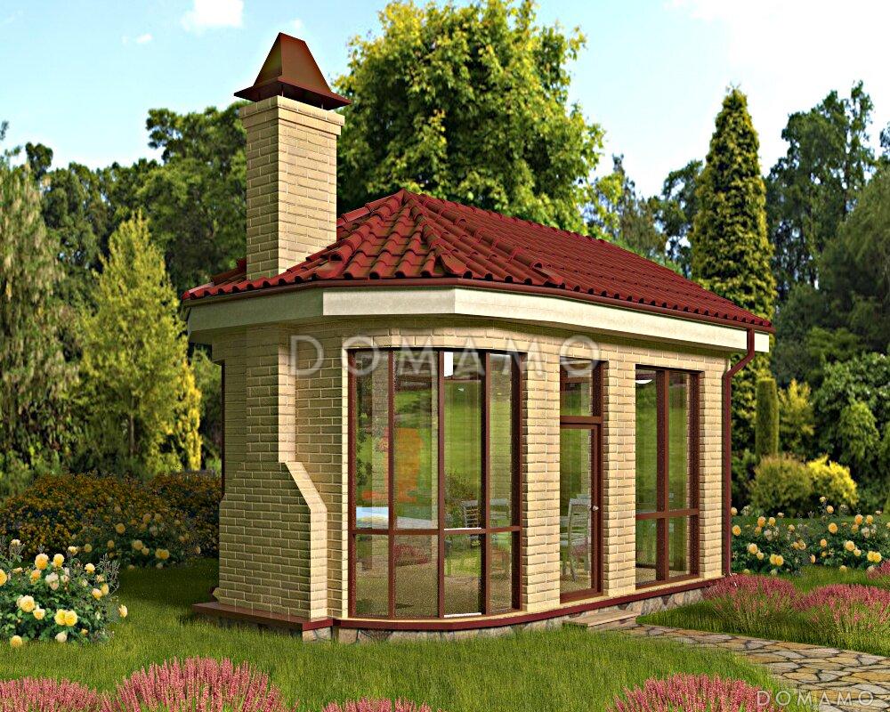 Проект остекленной беседки с барбекю внутри / 1