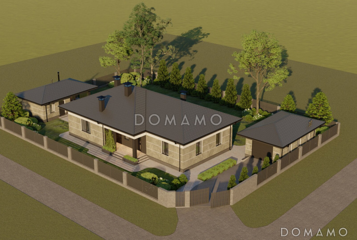 Проект газобетонного гаража на одно машиноместо с боковым выходом Проект газобетонного гаража на одно машиноместо с боковым выходом