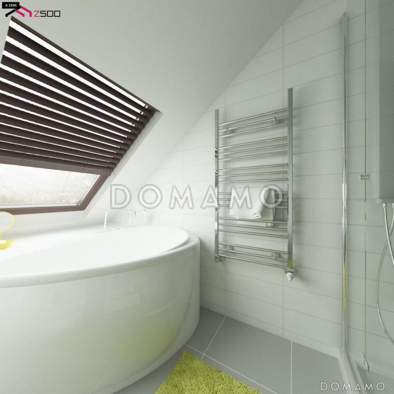 Проект небольшого одноэтажного мансардного дома из газобетона с кабинетом на первом этаже и эркером / 2