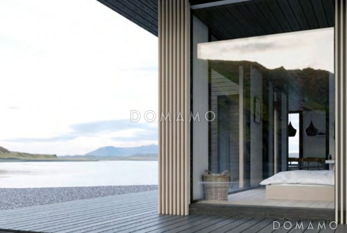 Проект небольшого каркасного дома с панорамным остеклением