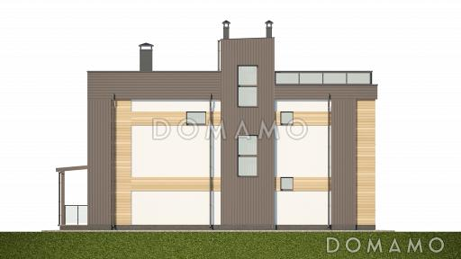 Проект дома в современном стиле с террасой, спортзалом, кухней-столовой с кладовой / Фасад 3