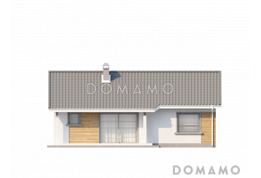 Проект небольшого одноэтажного дома из газобетона с отделённой спальной зоной / Фасад 2