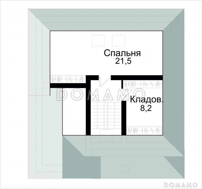 Проект коттеджа с комбинированной отделкой стен / План мансардного этажа