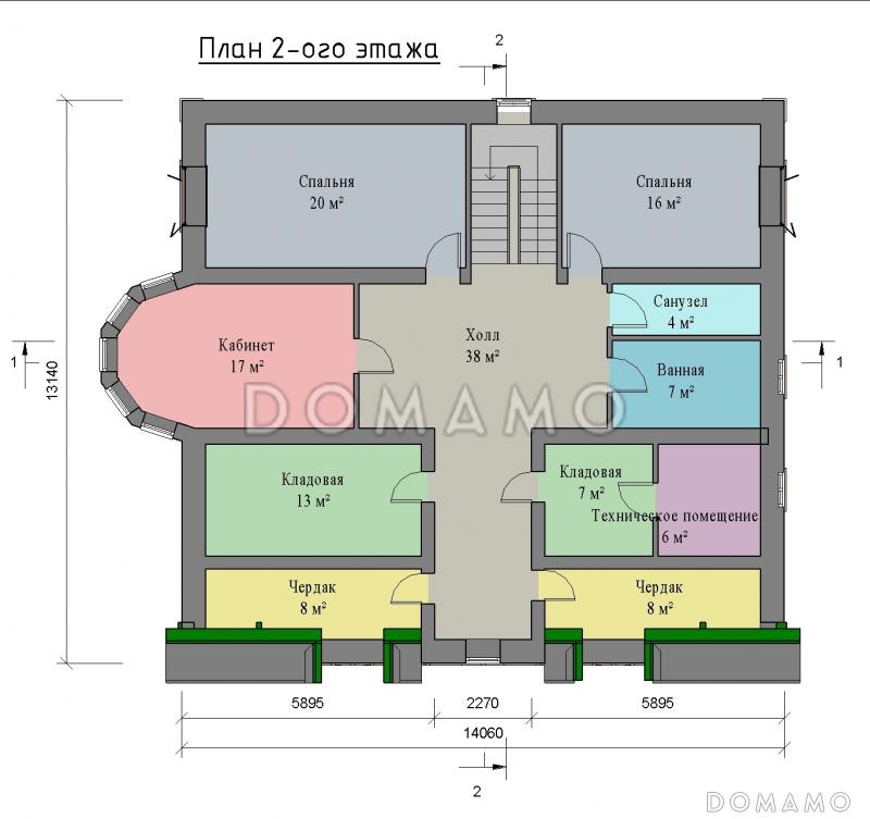 Проект одноэтажного дома с мансардным и цокольным этажами с эркером / План #3