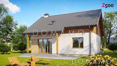 Проект компактного одноэтажного мансардного дома из кирпича с кабинетом и тремя спальнями