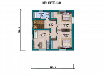Проект одноэтажного дома с мансардой и тремя спальнями / План мансардного этажа Проект одноэтажного дома с мансардой и тремя спальнями / План мансардного этажа