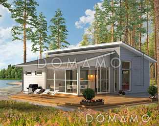 Проект каркасной сауны с угловой открытой террасой