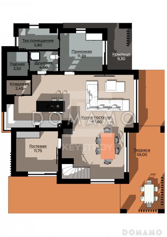 КейСтрой-299 / План 1 этажа