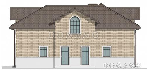 Проект гаража из газобетона с мансардным этажом и облицовкой из кирпича / Фасад 1