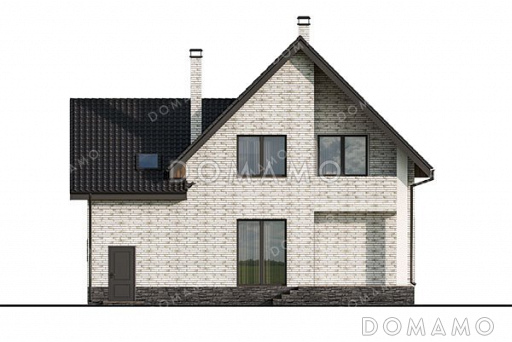 Проект одноэтажного дома с мансардой и гаражом на два авто / Фасад 3