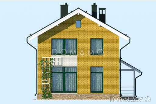 Проект двухэтажного дома с террасой при гостиной / Фасад 4