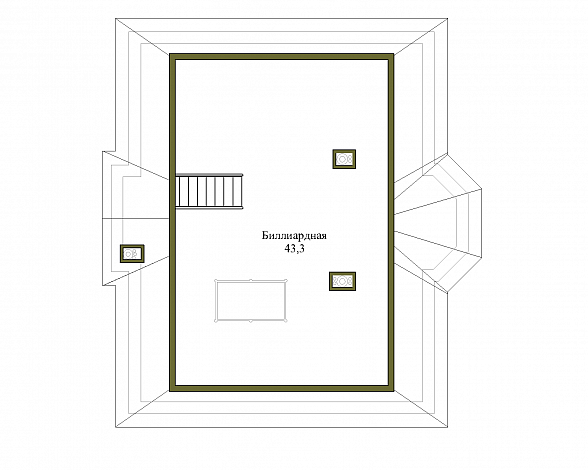 Проект кирпичного коттеджа с подвалом и мансардой / План мансардного этажа