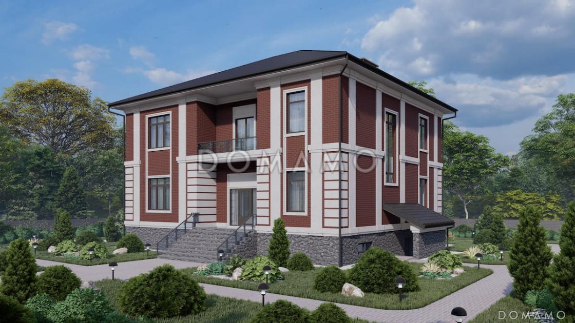 Проект трехуровневого дома с 3 спальнями, балконом и большим подвалом / 2