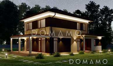 Проект современного двухэтажного коттеджа с 4 спальнями S-166