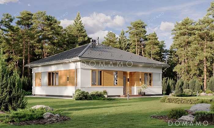 Проект простого одноэтажного дома с тремя спальнями и гостиной-столовой Проект простого одноэтажного дома с тремя спальнями и гостиной-столовой