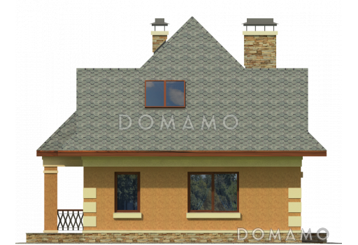 Проект дома из газобетона с многощипцовой крышей / Фасад 1