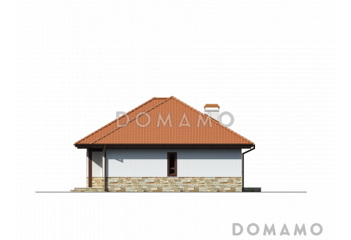 Проект одноэтажного дома из газобетона с тремя спальнями и комнатой на мансардном этаже / Фасад 1