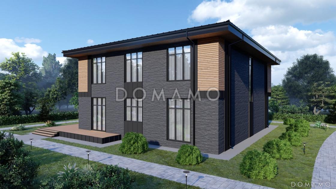 Проект дома в стиле хай-тек с 3 спальнями, большой гостиной, сауной и двухместным автонавесом / 3