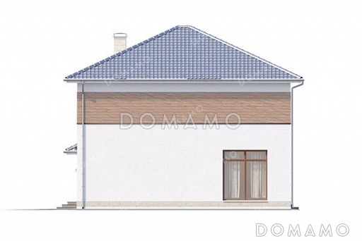 Проект двухэтажного дома с террасой, гаражом и балконом / Фасад 2