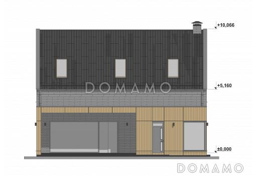 Проект современного двухэтажного дома с террасой в стиле БарнХаус S-219 / Фасад 1