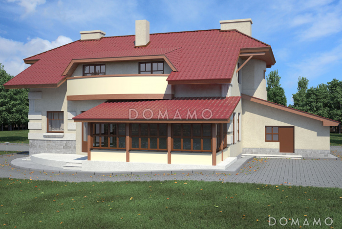 Проект комфортабельного дома с бильярдной, гаражом и гостиной с камином Проект комфортабельного дома с бильярдной, гаражом и гостиной с камином