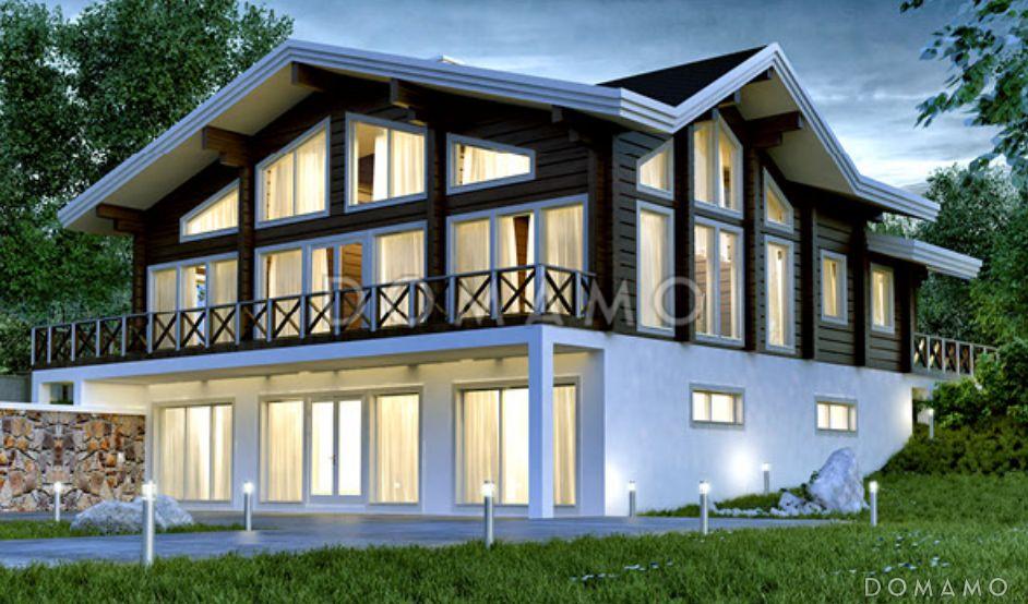 Проект дома из клееного бруса в стиле скандинавского шале с цокольным этажом / 2