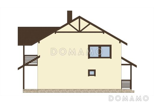 Проект мансардного дома из кирпича с детскими комнатами, уютной гостиной и сауной / Фасад 4