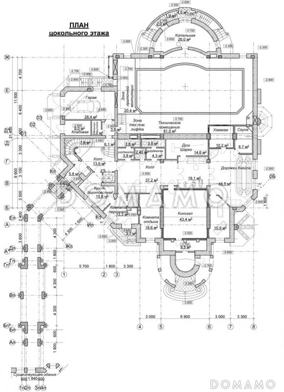 Проект оздоровительного комплекса  / План цокольного этажа