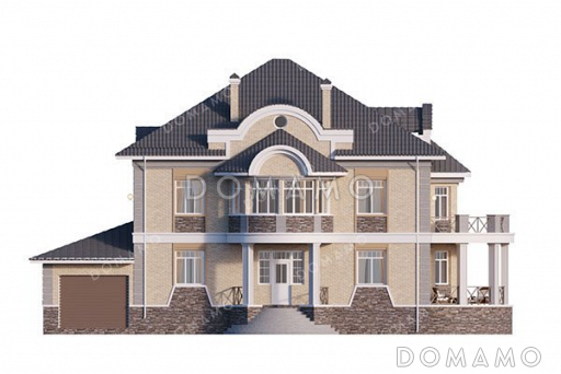 Проект дома с мансардой и гаражом на два авто / Фасад 1