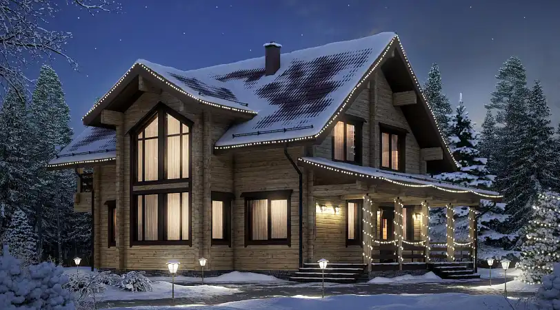 Проект дома из бруса с небольшой кухней