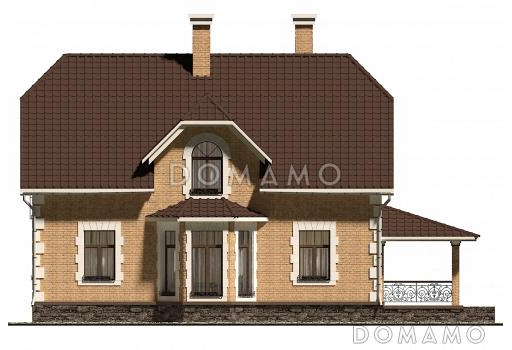 Проект коттеджа с эркером и французскими балконами. / Фасад 4