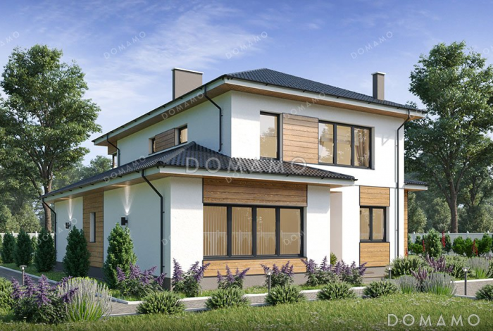 Проект дома с террасой и тренажерным залом