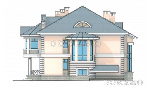 Проект коттеджа с просторной двусветной гостиной / Фасад 2