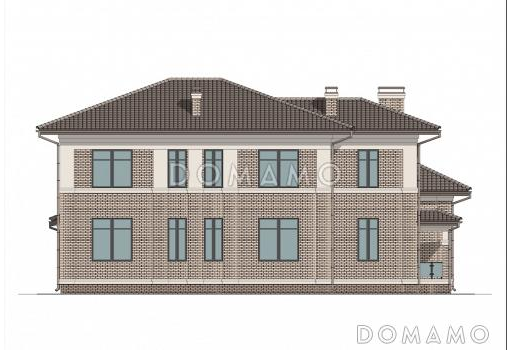 Проект большого дома с 5 спальнями, кабинетом и просторной гостиной / Фасад 1