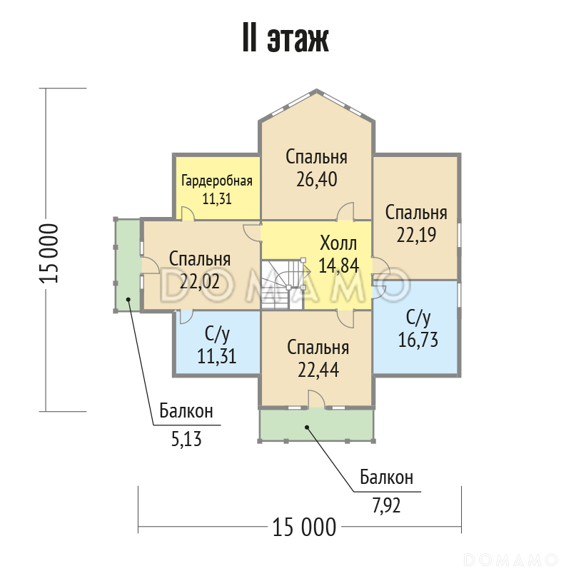 Проект дома с мансардными окнами / План мансардного этажа