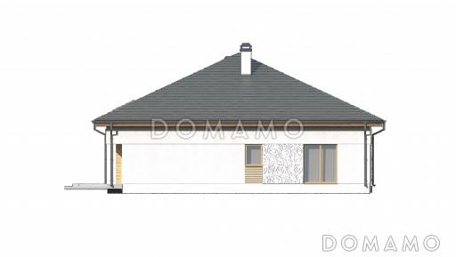 Проект большого одноэтажного дома из кирпича с тремя спальнями, кабинетом и гаражом на два автомобиля / Фасад 3