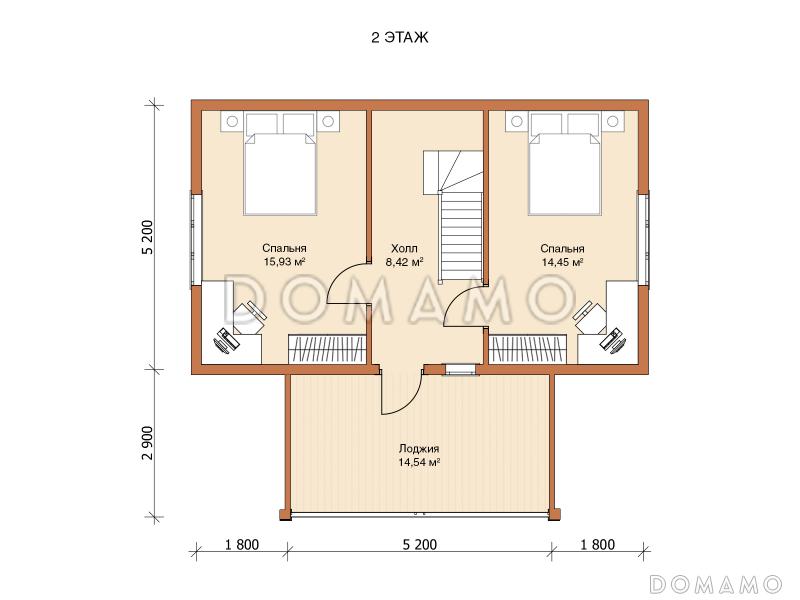 Каркасный дом "Мелитта" / План 2 этажа
