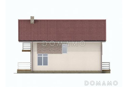 Проект каркасного дома с просторной террасой во всю ширину дома / Фасад 4