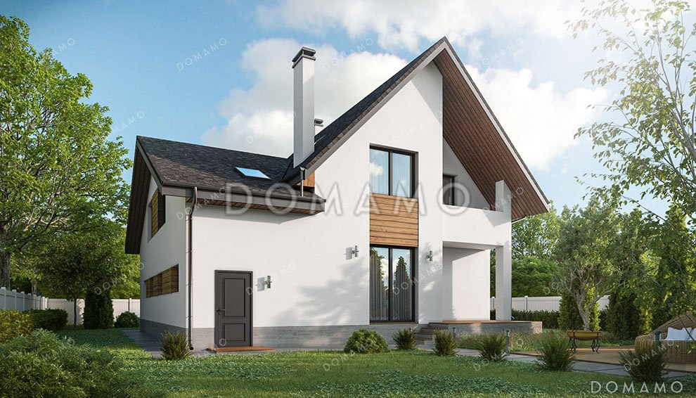 Проект одноэтажного дома с мансардой и гаражом на два автомобиля / 1