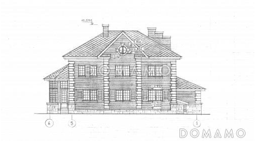 Проект двухэтажного дома с подвалом / Фасад 3